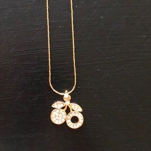 18 Karat Gold plated Cherry necklace crystal 18”